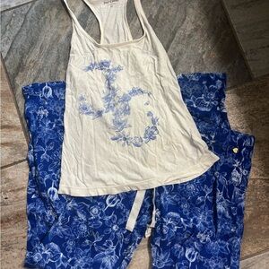 Juicy Couture Ivory and Sapphire Floral Pajama Set